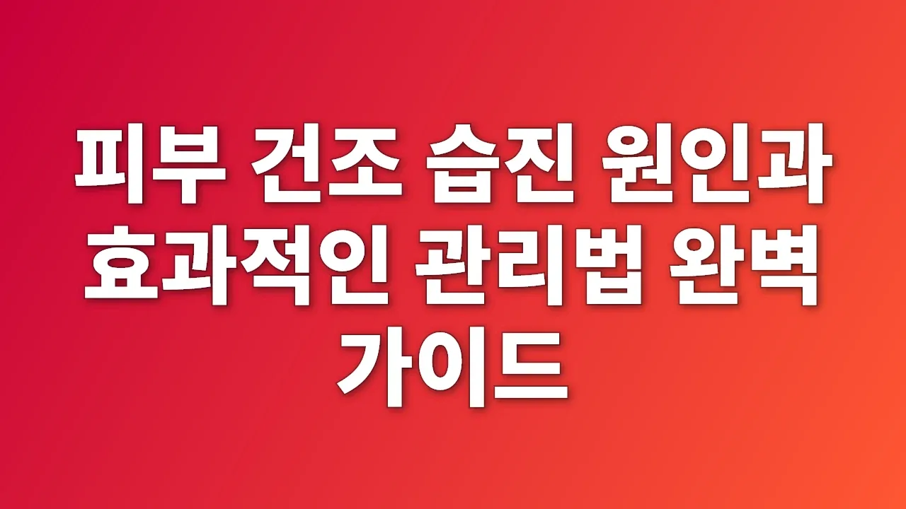 피부 건조 습진 원인과 효과적인 관리법 완벽 가이드